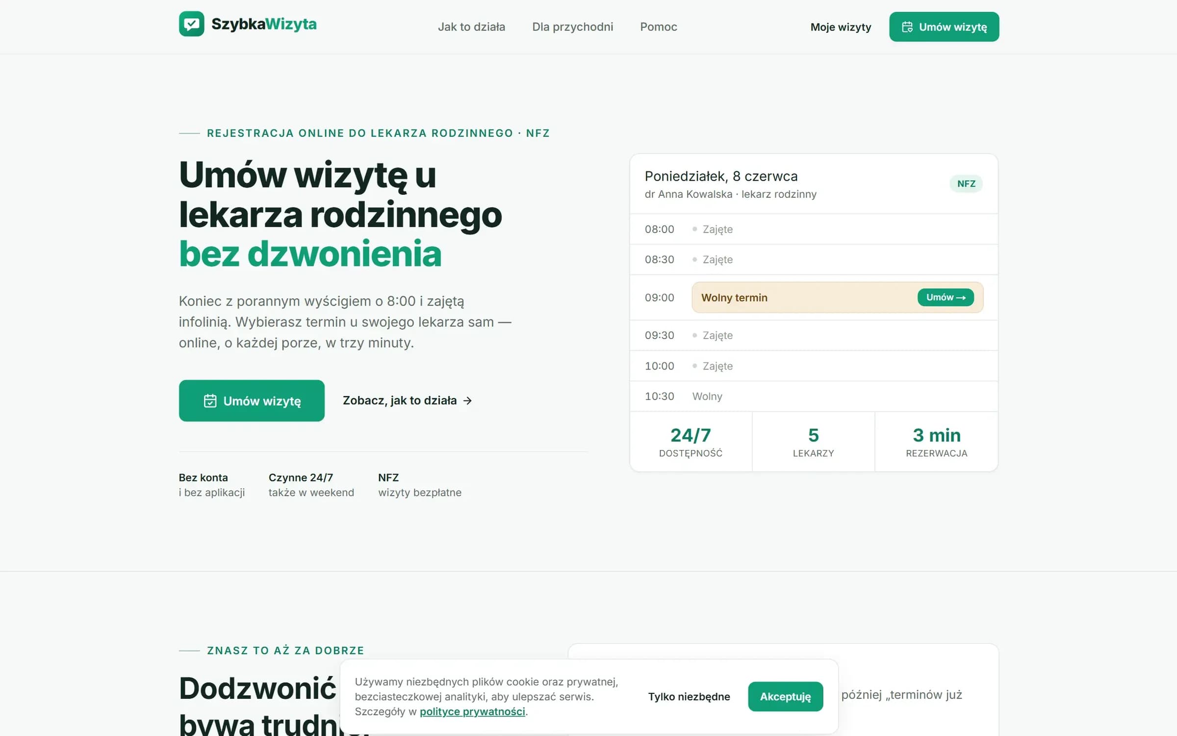 Szybka Wizyta, zrzut ekranu produktu