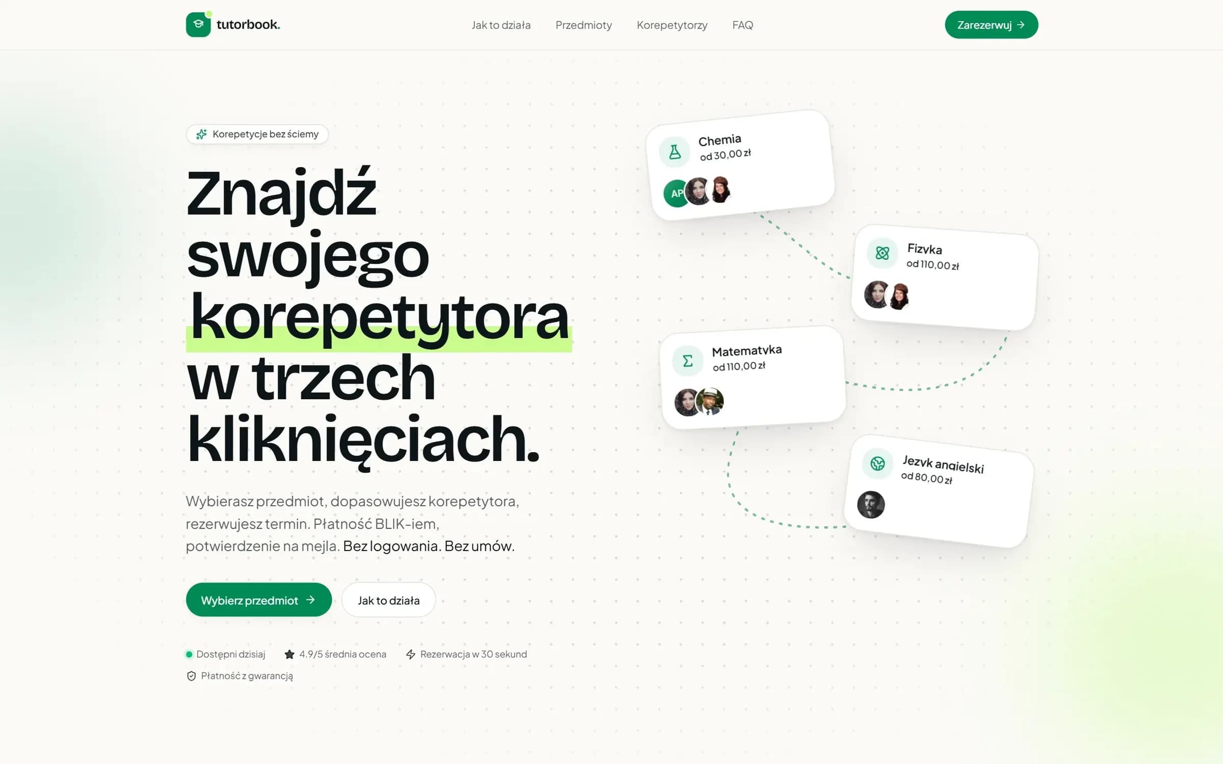 Tutorbook, zrzut ekranu produktu